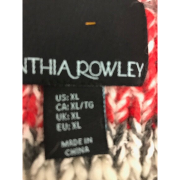 Cynthia Rowley Sz XL Gray/Red Stripes Pullover Sweater Long Sleeve Cotton Blend - Picture 5 of 5